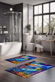 Mijölnir Juego de alfombrillas de baño de 2 piezas Multicolor